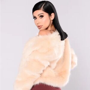 Fashion Nova Cream Faux Fur Jacket